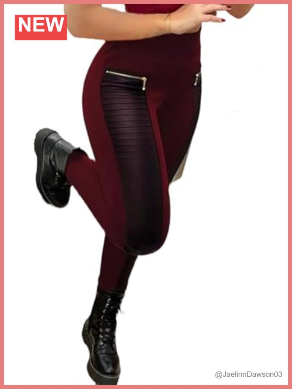 Faux Leather Leggings High Waisted Tummy Control Motorcycle Style